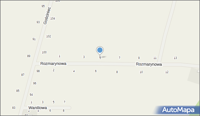 Suszno, Rozmarynowa, 5, mapa Suszno