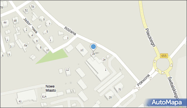 Suwałki, Różana, 1b, mapa Suwałk