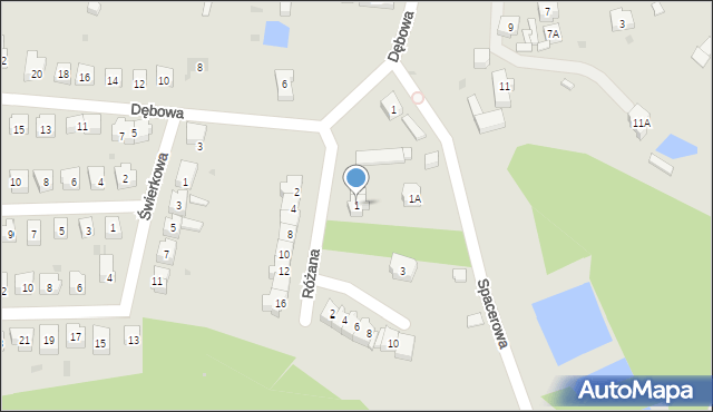 Świebodzice, Różana, 1, mapa Świebodzice