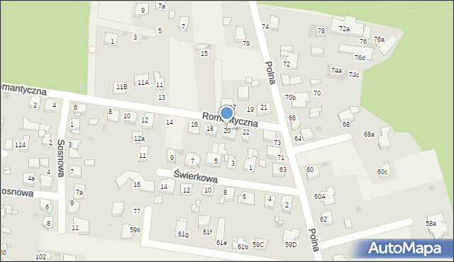 Świerklaniec, Romantyczna, 20, mapa Świerklaniec