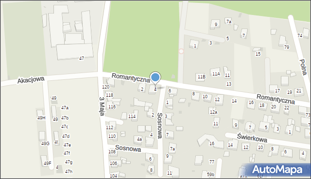 Świerklaniec, Romantyczna, 4, mapa Świerklaniec