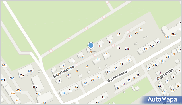 Szczecin, Róży Wiatrów, 9, mapa Szczecina