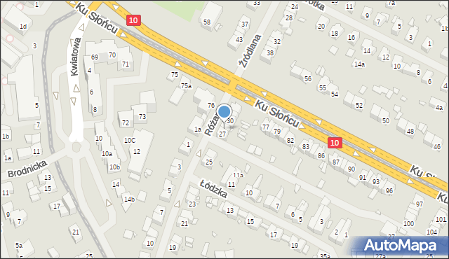 Szczecin, Różana, 28, mapa Szczecina