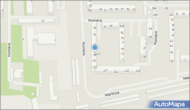 Szczecin, Romera Eugeniusza, prof., 99, mapa Szczecina