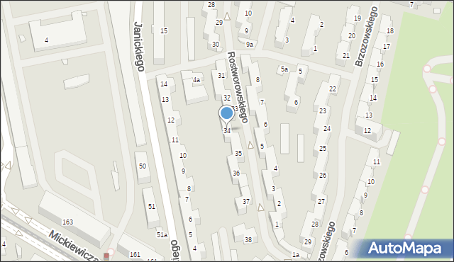 Szczecin, Rostworowskiego Karola Huberta, 34, mapa Szczecina