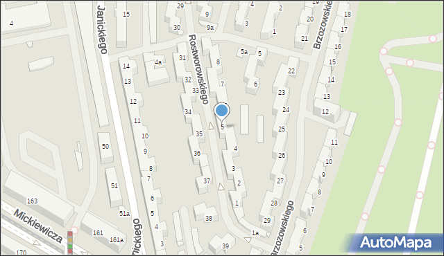 Szczecin, Rostworowskiego Karola Huberta, 5, mapa Szczecina