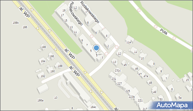 Szczecin, Rodakowskiego Henryka, 3, mapa Szczecina