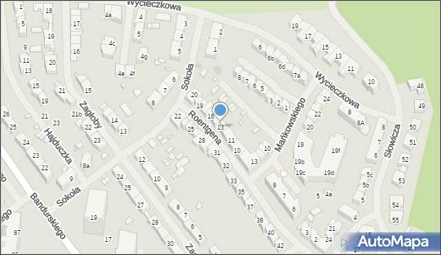 Szczecin, Roentgena Wilhelma, 13, mapa Szczecina