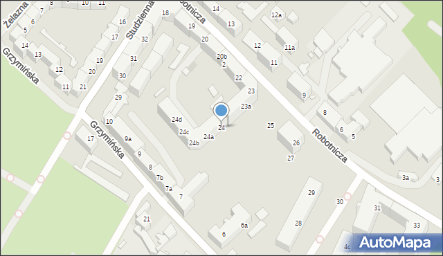 Szczecin, Robotnicza, 24, mapa Szczecina