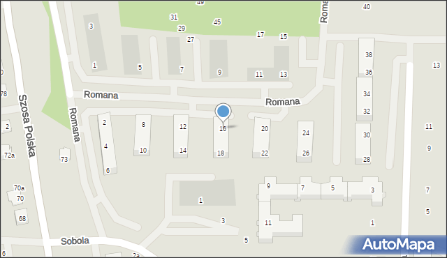 Szczecin, Romana Józefa, 16, mapa Szczecina