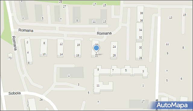 Szczecin, Romana Józefa, 22, mapa Szczecina