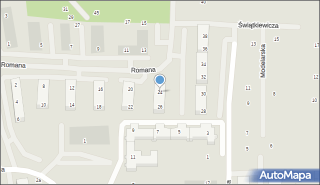 Szczecin, Romana Józefa, 24, mapa Szczecina