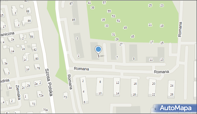 Szczecin, Romana Józefa, 5, mapa Szczecina