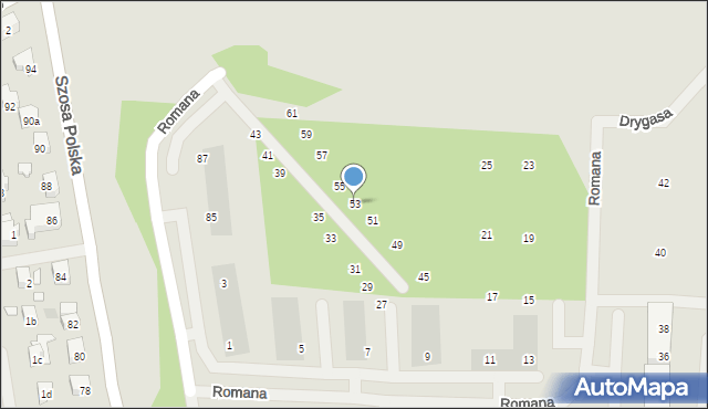 Szczecin, Romana Józefa, 53, mapa Szczecina