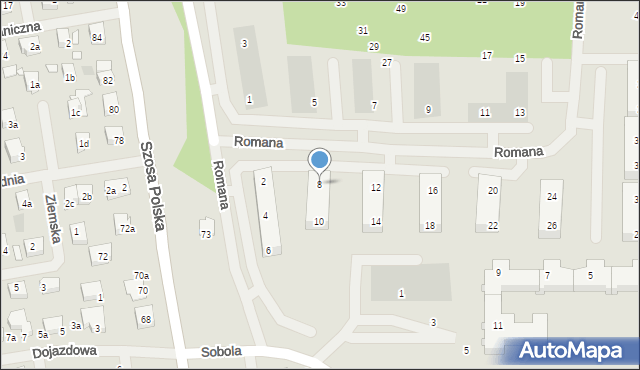 Szczecin, Romana Józefa, 8, mapa Szczecina