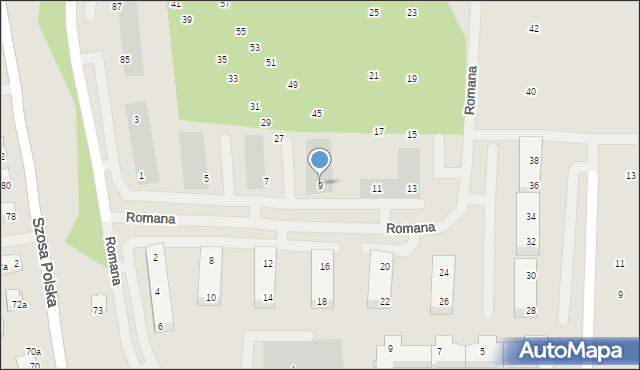 Szczecin, Romana Józefa, 9, mapa Szczecina