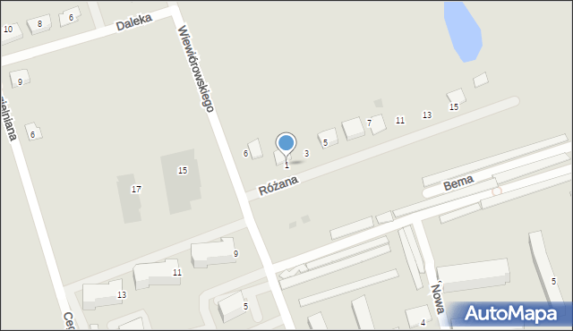 Szubin, Różana, 1, mapa Szubin