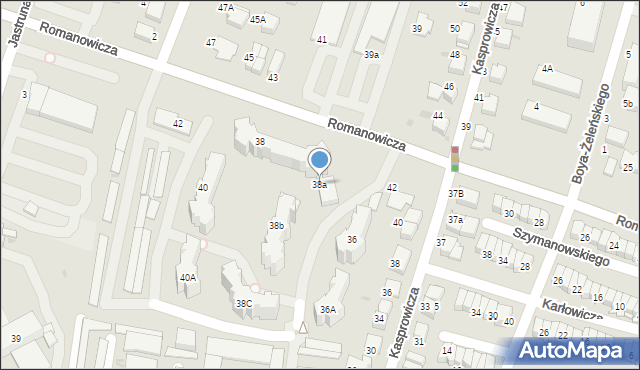 Tarnów, Romanowicza Tadeusza, 38a, mapa Tarnów