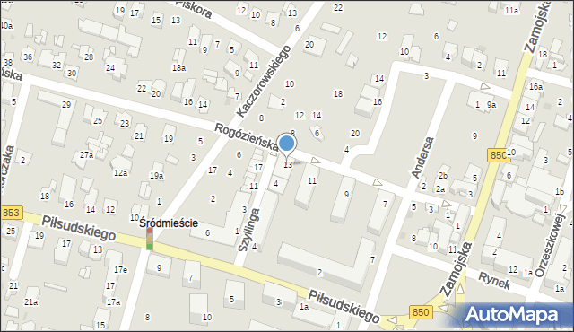 Tomaszów Lubelski, Rogózieńska, 13, mapa Tomaszów Lubelski