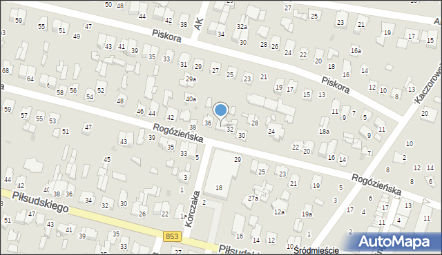 Tomaszów Lubelski, Rogózieńska, 34, mapa Tomaszów Lubelski