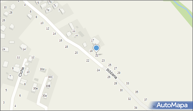 Tomaszowice, Różana, 21, mapa Tomaszowice