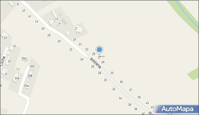 Tomaszowice, Różana, 27, mapa Tomaszowice