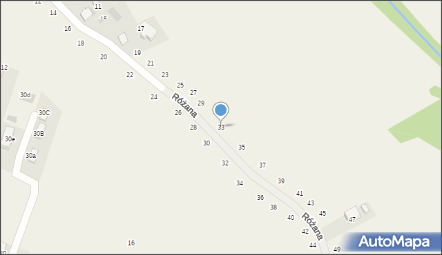 Tomaszowice, Różana, 33, mapa Tomaszowice