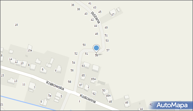 Tomaszowice, Różana, 59, mapa Tomaszowice