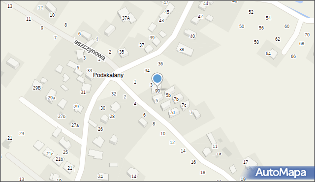 Tomaszowice, Różana, 90, mapa Tomaszowice