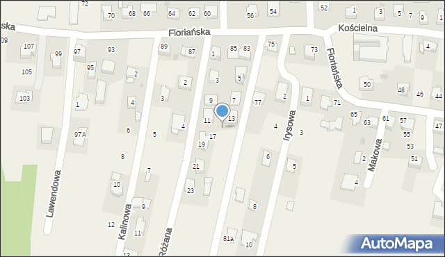 Tomice, Różana, 15, mapa Tomice