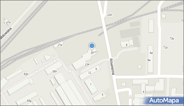 Toruń, Równinna, 13, mapa Torunia