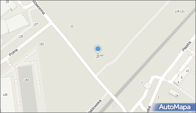 Toruń, Równinna, 20, mapa Torunia