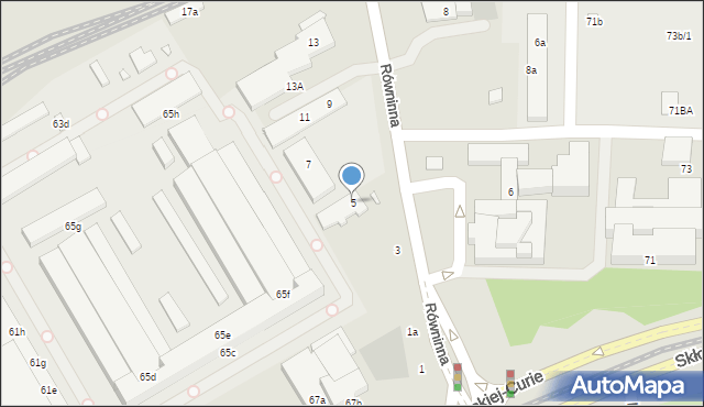 Toruń, Równinna, 5, mapa Torunia