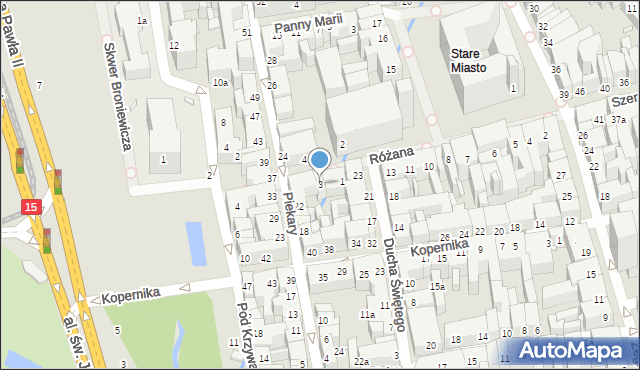 Toruń, Różana, 3, mapa Torunia