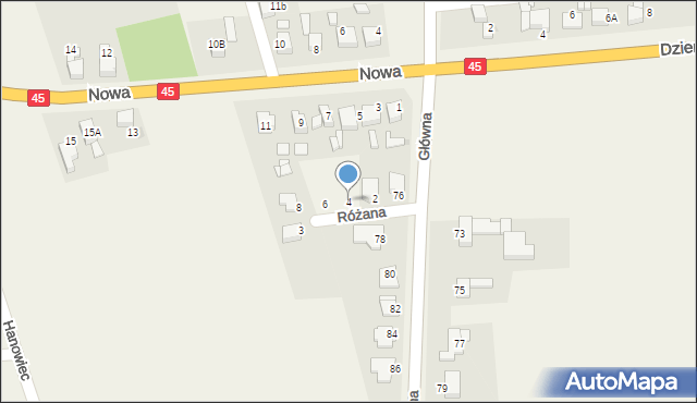 Tworków, Różana, 4, mapa Tworków