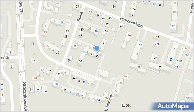 Tychy, Rolna, 45, mapa Tychów