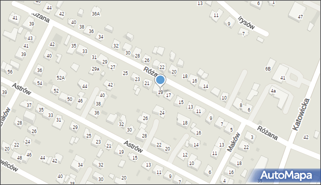 Tychy, Różana, 19, mapa Tychów