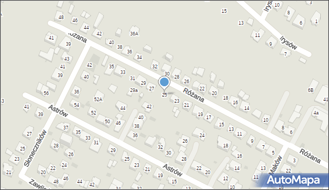 Tychy, Różana, 25, mapa Tychów