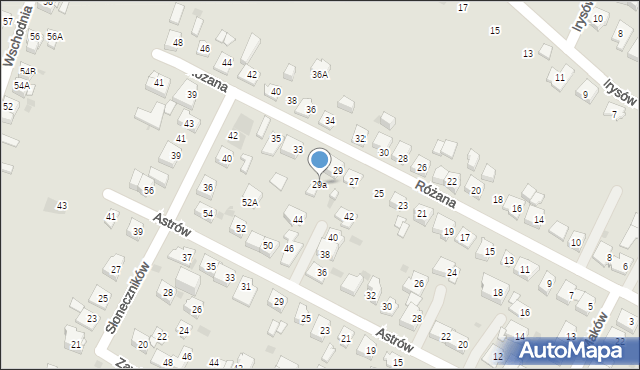 Tychy, Różana, 29a, mapa Tychów