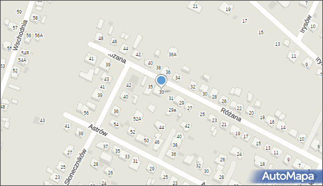 Tychy, Różana, 33, mapa Tychów