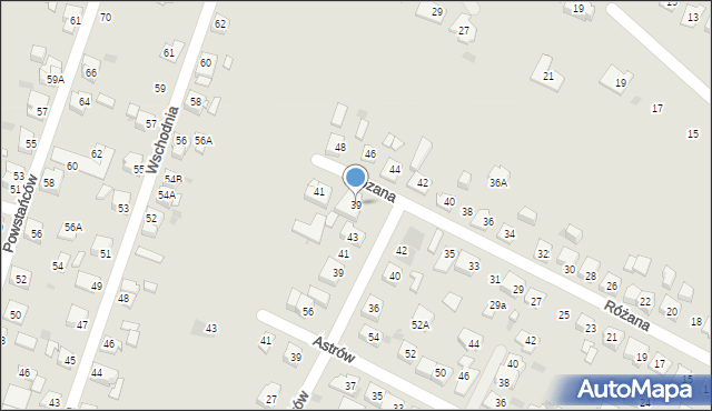 Tychy, Różana, 39, mapa Tychów