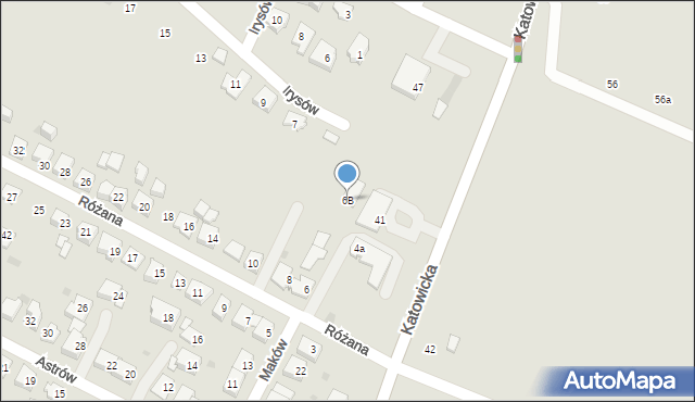 Tychy, Różana, 6B, mapa Tychów