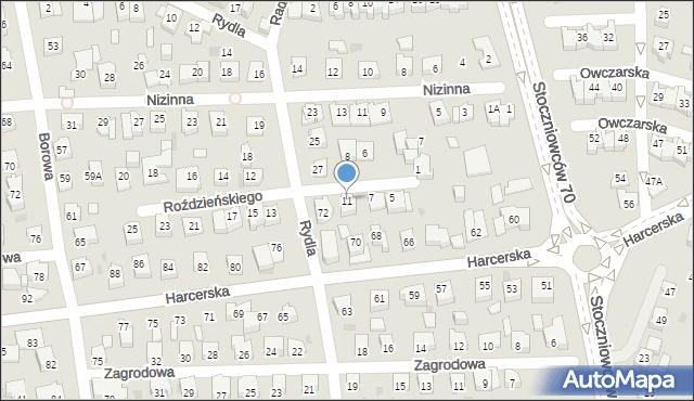 Tychy, Roździeńskiego Walentego, 11, mapa Tychów