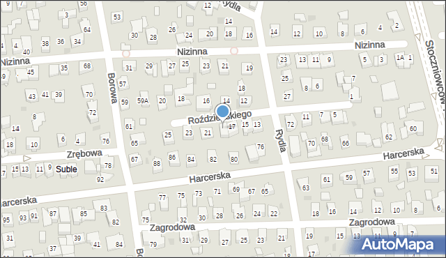 Tychy, Roździeńskiego Walentego, 19, mapa Tychów