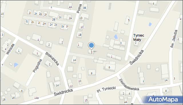 Tyniec Mały, Rodzinna, 1, mapa Tyniec Mały