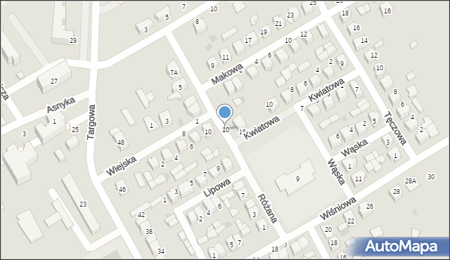 Uniejów, Różana, 10, mapa Uniejów