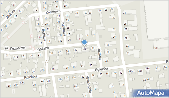 Wągrowiec, Różana, 34, mapa Wągrowiec