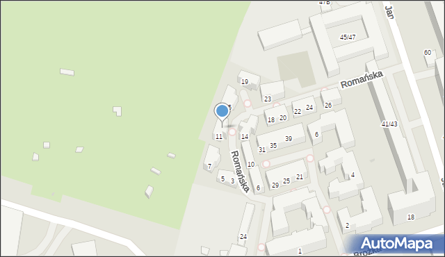 Warszawa, Romańska, 13, mapa Warszawy