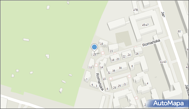 Warszawa, Romańska, 15, mapa Warszawy