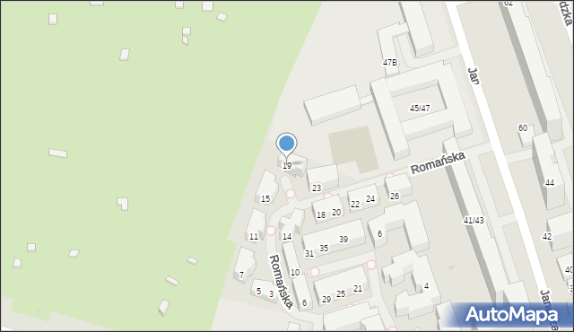 Warszawa, Romańska, 19, mapa Warszawy